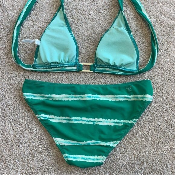 American Eagle green tie-dye striped bikini Sz S - Picture 4 of 6